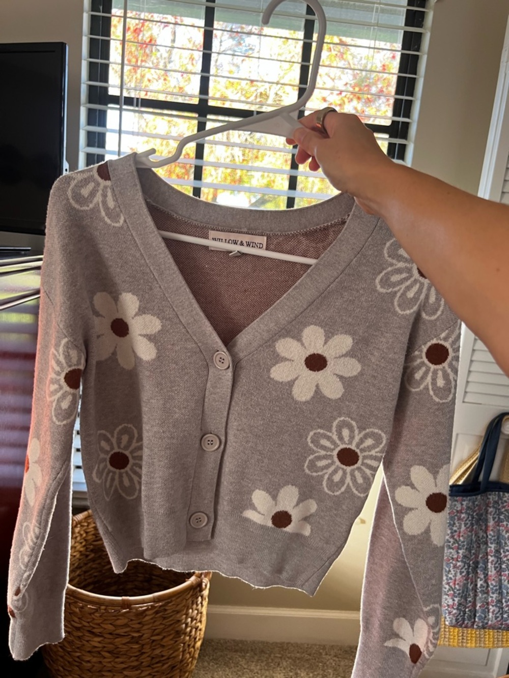 Floral Button-Up Cardigan Sweater